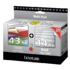 Lexmark origjinale Multipack ngjyrë e zezë 80D2966 43 XL + 44 XL 2 kartuça me bojë: nr. 43 XL col. + nr. 44 XL bk