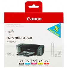 Canon Multipack ngjyrë e zezë/ngjyrë e kaltër/ngjyrë magenta/ngjyrë e verdhë/ngjyrë e kuqe PGI-72multi2 6402B009 5 kartuça PGI-72: MBK +C +M +Y +R