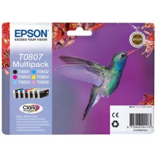 Epson Multipack ngjyrë e zezë / ngjyrë e kaltër / ngjyrë magenta / ngjyrë e verdhë / / C13T08074011 T0807 6 kartuça me bojë: T0801 + T0806